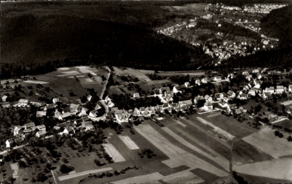 Ak Waldrennach Neuenbürg an der Enz Schwarzwald, Luftaufnahme von  Felder, Häuser, Wald