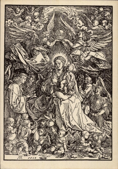 Künstler Ak Dürer, Albrecht, Gekrönte Madonna, Maria mit Jesuskind, Engel
