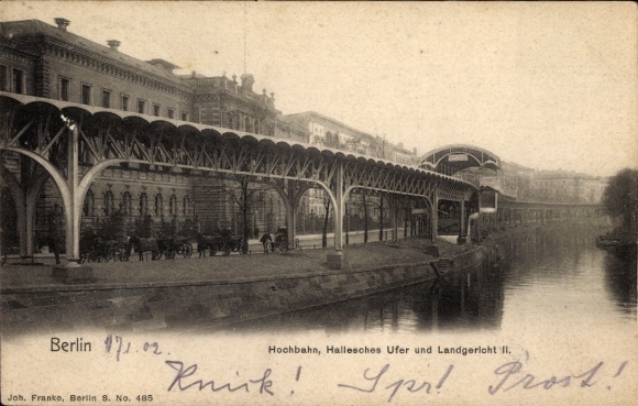Ak Berlin Kreuzberg, Hochbahn, Hallesches Ufer, Landgericht II