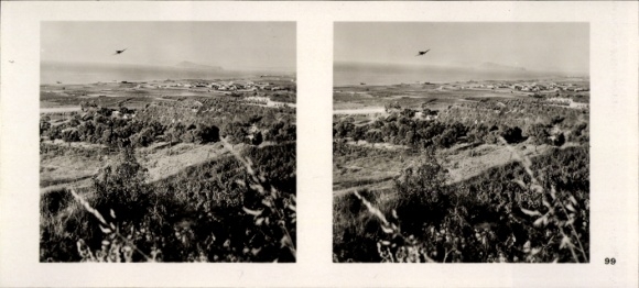 Stereo Raumbild Foto Fliegen und Siegen Nr. 99, Dorf Malemes auf Kreta