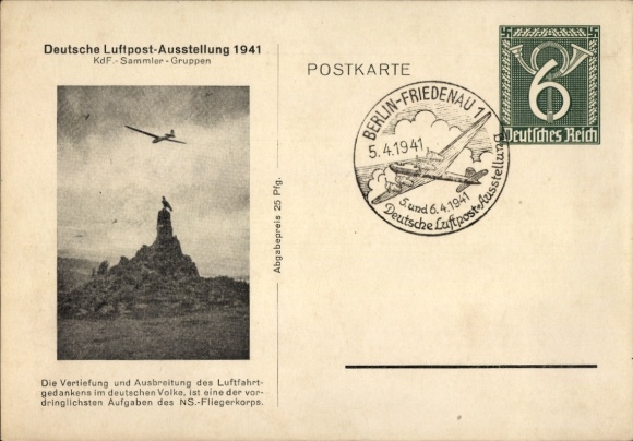 Ganzsachen Ak Deutsche Luftpost-Ausstellung 1941, NS-Fliegerkorps, Berlin Friedenau