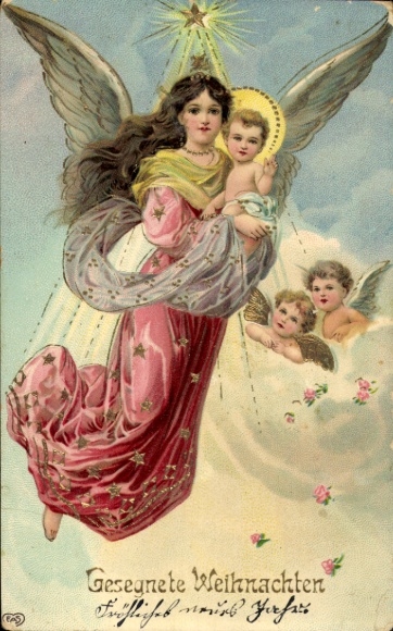 Präge Ak Frohe Weihnachten, Engel