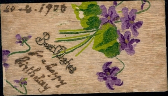 Holz Ak Glückwunsch Geburtstag, Blumen