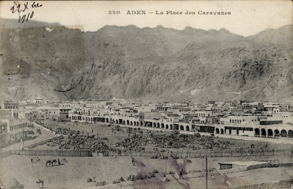 Ak Aden Jemen, Totale der Stadt, Kamelkaravane