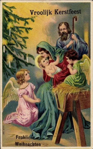 Präge Ak Glückwunsch Weihnachten, Maria, Jesuskind, Engel, Josef