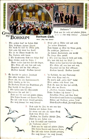 Judaika Lied Ak Borkum Lied, Platte Füße, Anti Jüdisch