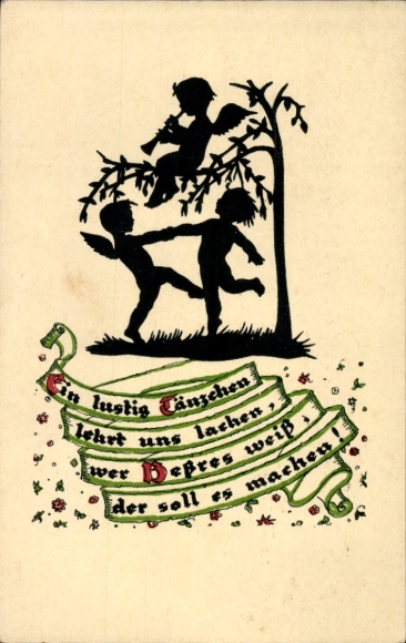 Scherenschnitt Ak Engel, Tanz