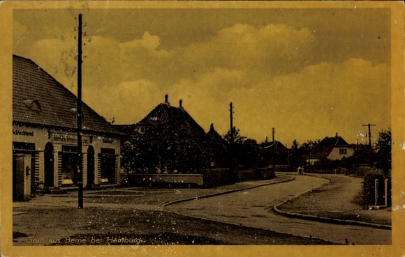 Ak Hamburg Wandsbek Farmsen Berne, Straße, Schlachterei