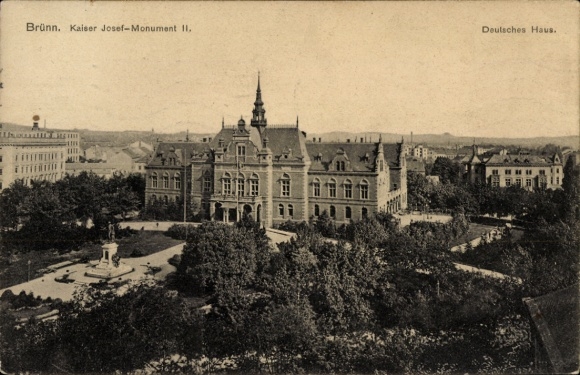 Ak Brno Brünn Südmähren,  Kaiser Josef-Monument II, Deutsches Haus