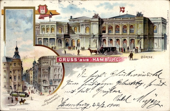 Litho Hamburg, Börse, Neuerwall, Stadthaus