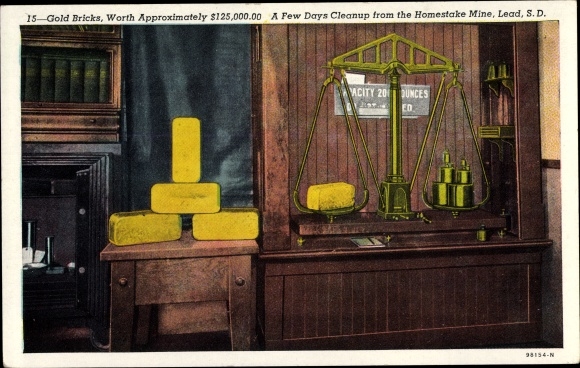 Ak Lead South Dakota USA, Homestake Gold Mine, gold bricks, Waage