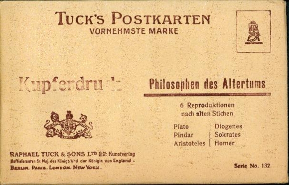 6 Künstler AK im Umschlag Kupferdruck Philosophen des Altertums, Oilette Serie