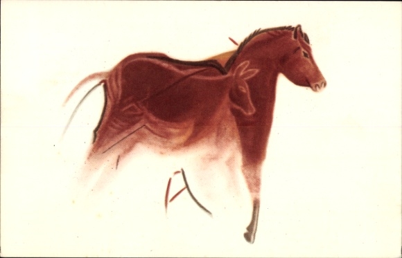 Ak Santander Kantabrien Spanien, Pferd, prähistorische Wandmalerei Höhlen von Altamira