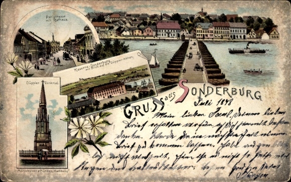 Litho Sønderborg Sonderburg Dänemark, Denkmal, Rathaus