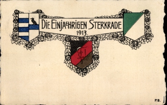 Studentika Ak Sterkrade Oberhausen am Rhein, Die Einjährigen 1913
