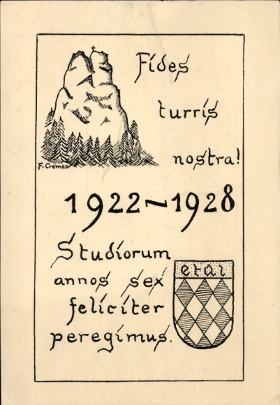 Studentika Künstler Ak Cremer, F., Wappen einer Studentenverbindung