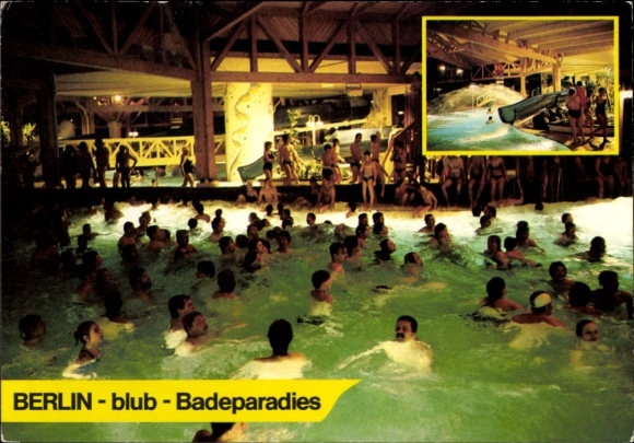 Ak Berlin Neukölln Britz, Blub Badeparadies, Badegäste