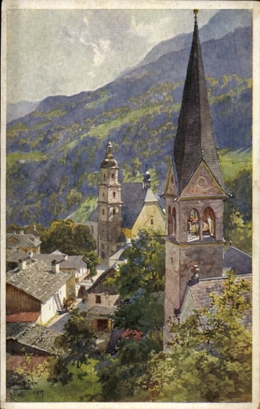 Künstler Ak Edward Theodore Compton, Berchtesgaden, Franziskaner Kirche