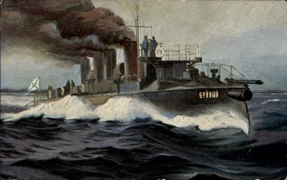 Künstler Ak Rave, Chr., Marine Galerie 35, Russisches Kriegsschiff, Buene, Torpedobootszerstörer