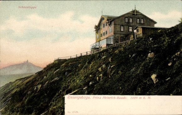 Ak Karpacz Krummhübel Riesengebirge Schlesien, Prinz Heinrich Baude, Schneekoppe