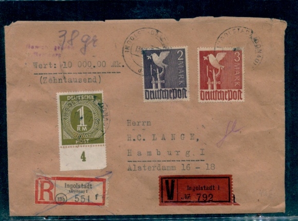 Michel Nr. 937, 960/1 auf Wertbrief