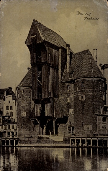 Ak Gdańsk Danzig,  Krahntor,  Architektur, Wasseransicht