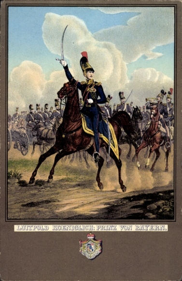 Künstler Ak Luitpold, Königlich Prinz von Bayern, führt Truppen in die Schlacht