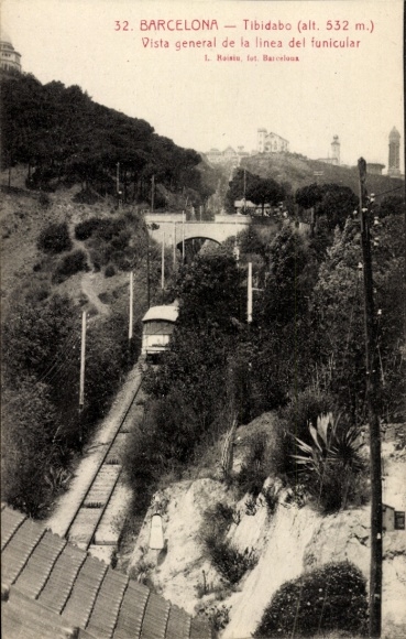Ak Barcelona Katalonien Spanien, Tibidabo, Linea del funicular