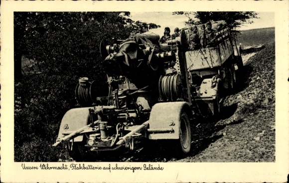 Ak Wehrmacht, Flakbatterie auf schwierigem Gelände