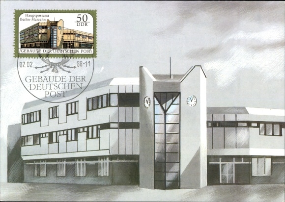 Künstler Ak Berlin Marzahn, Blick auf das Hauptpostamt