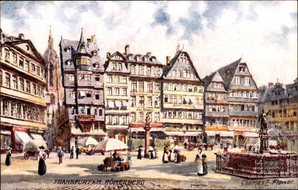 6 Künstler AK im Umschlag Frankfurt am Main, von Charles Flower