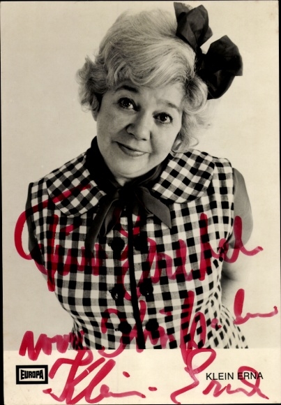 Autogrammkarte Sängerin Klein Erna, Portrait, Autogramm