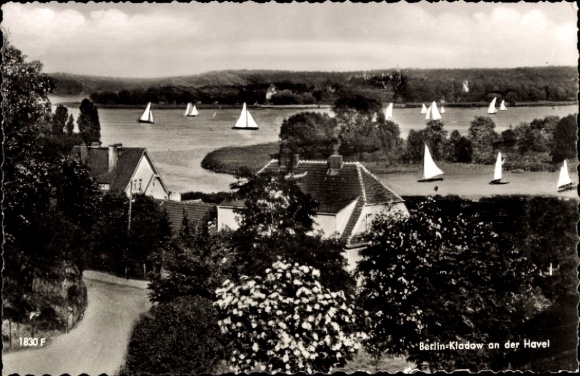 Ak Berlin Spandau Kladow, Teilansicht, Segelboote