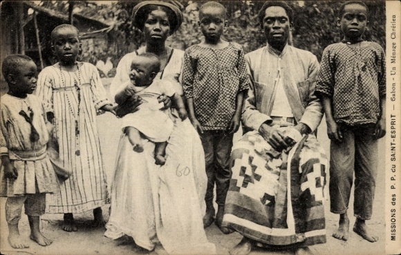 Ak Gabun, Un Menage Chretien, Christliche Familie, Missions des P. P. du Saint Esprit