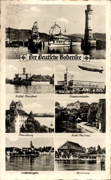 Ak Konstanz am Bodensee, Dampfer, Leuchtturm, Insel Mainau, Meersburg