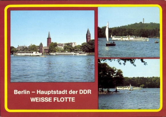 Ak Berlin Köpenick, Weiße Flotte Berlin, Köpenicker Becken, Salonschiff, Müggelberge, Müggelturm
