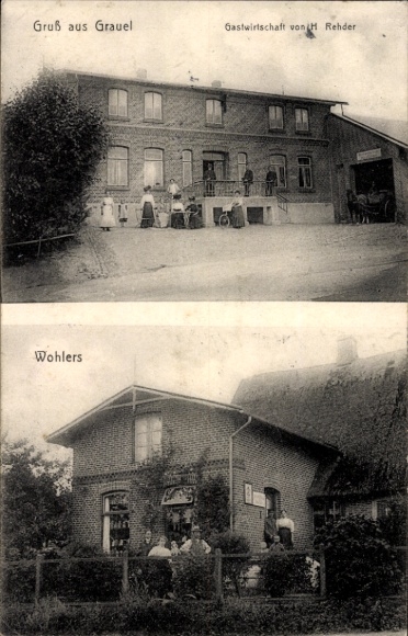 Rehder Ansichtskarte / Postkarte Grauel in Holstein, Gastwirtschaft von H ...