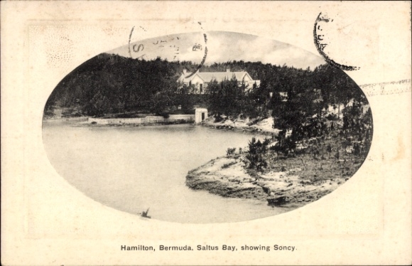 Ak Hamilton Bermuda,  Saltus Bay, Soncy, Wasserlandschaft, Bäume