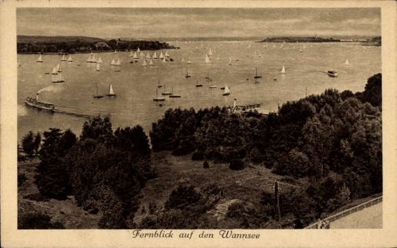 Ak Berlin Zehlendorf Wannsee, Segelboote, Dampfschiff