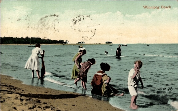 Ak Winnipeg Manitoba Kanada, Kinder am Meeresufer