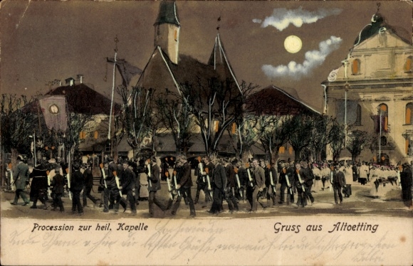 Ak Altötting in Oberbayern, Prozession zur heiligen Kapelle