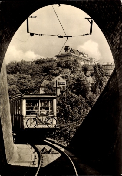 Ak Dresden Weißer Hirsch, HO Gaststätte Luisenhof, Standseilbahn