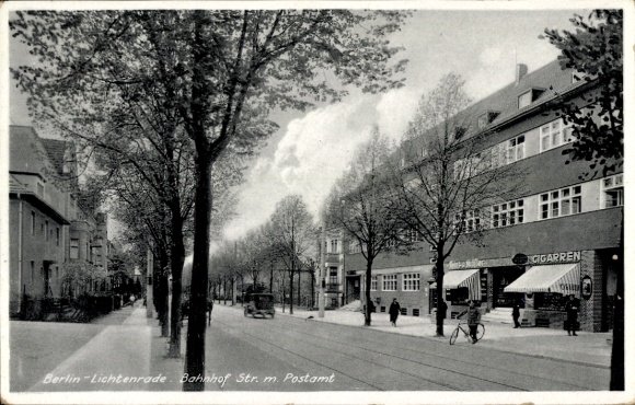 Ak Berlin Tempelhof Lichtenrade, Bahnhofstraße, Postamt, Zigarrengeschäft