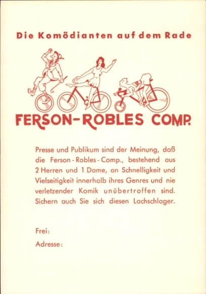 Ak Ferson-Robles Comp., Komödianten auf dem Rade, Akrobaten