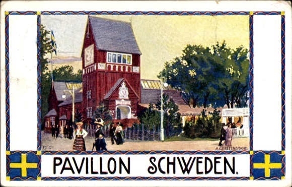 Künstler Ak Gerstenbrand, Wien 2 Leopoldstadt, I. internat. Jagdausstellung 1910, Pavillon Schweden