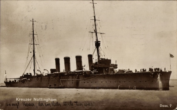 Ak Britisches Kriegsschiff, HMS Nottingham, Kreuzer