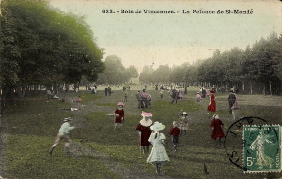 Ak Paris XII Bois de Vincennes, Parklandschaft,liche Personen, Kinder, Schatten, Spaziergänge,...