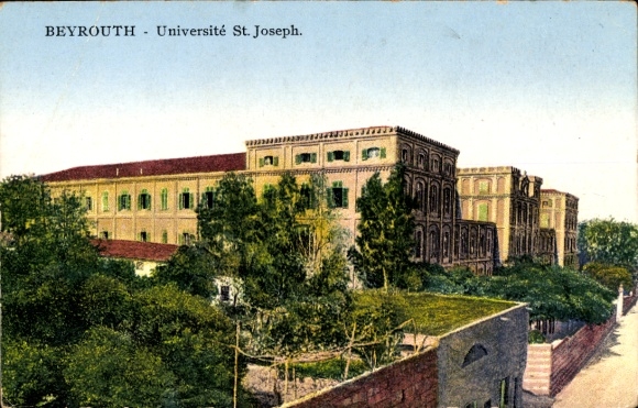 Ak Beirut Beyrouth Libanon, Universität St. Joseph,  Gebäude, Bäume