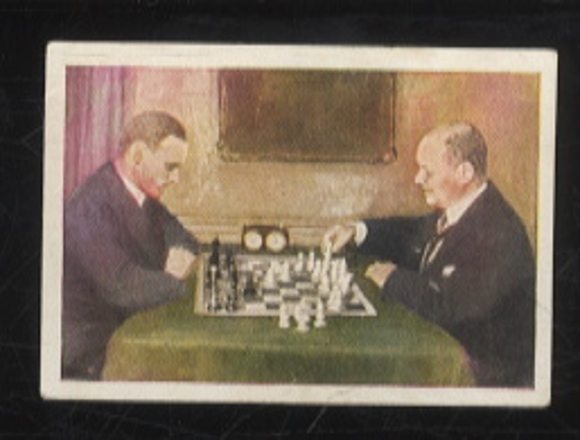 Sammelbild Josetti Zigaretten Berlin, Berühmte Schachspieler, F. Sämisch u. R. Spielmann, 6 x 4 cm