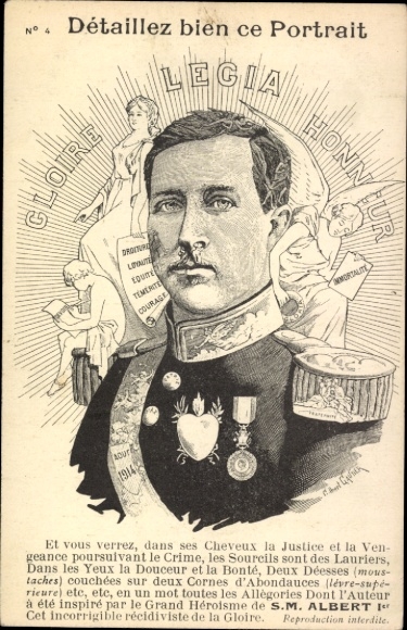 Vexier Ak König Albert I. von Belgien, Portrait, Glorie Legia Honneur